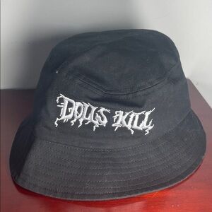 Dolls Kill Black Branded Gothic Bucket Hat OS